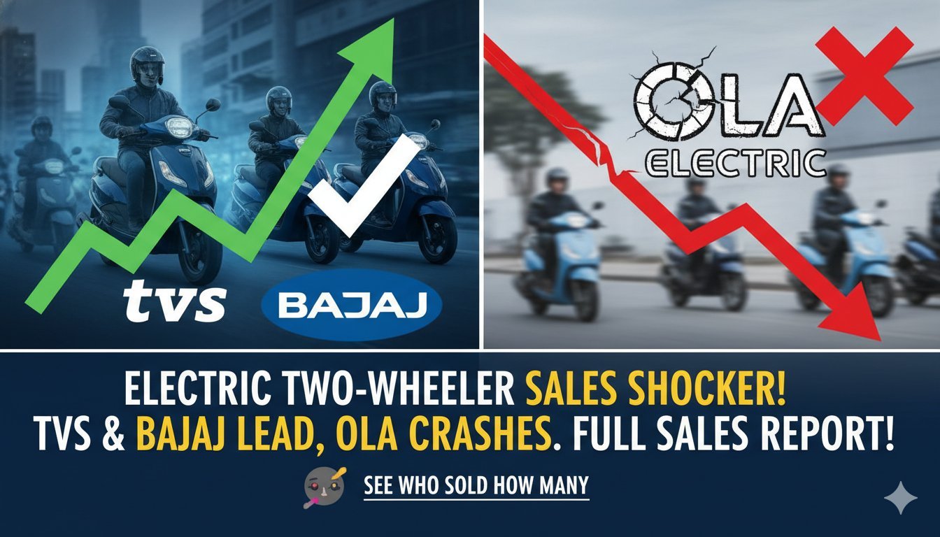 TVS और Bajaj इलेक्ट्रिक स्कूटर्स की सेल्स ग्राफ में लीडरशिप दिखाते हुए, Ola को झटका।