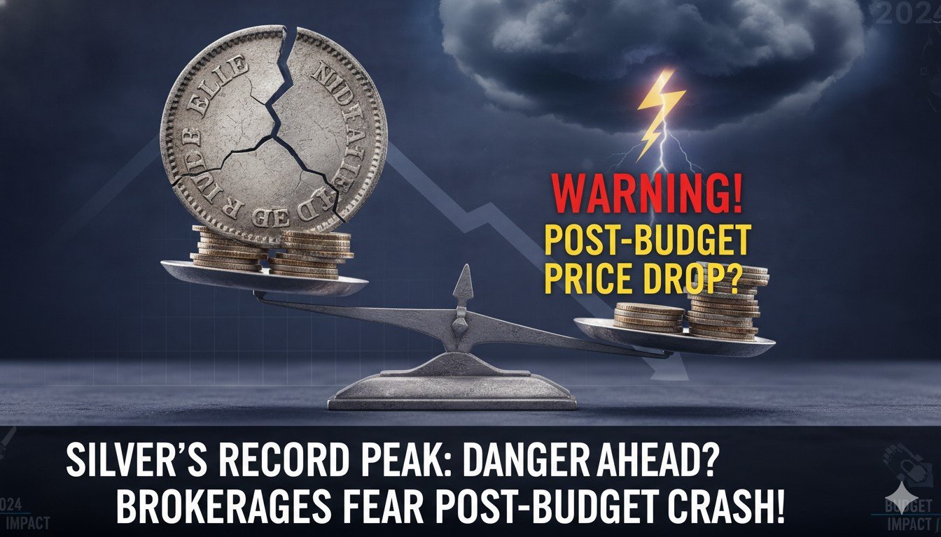 चांदी की कीमतों में तेजी और बजट चेतावनी दर्शाती इमेज