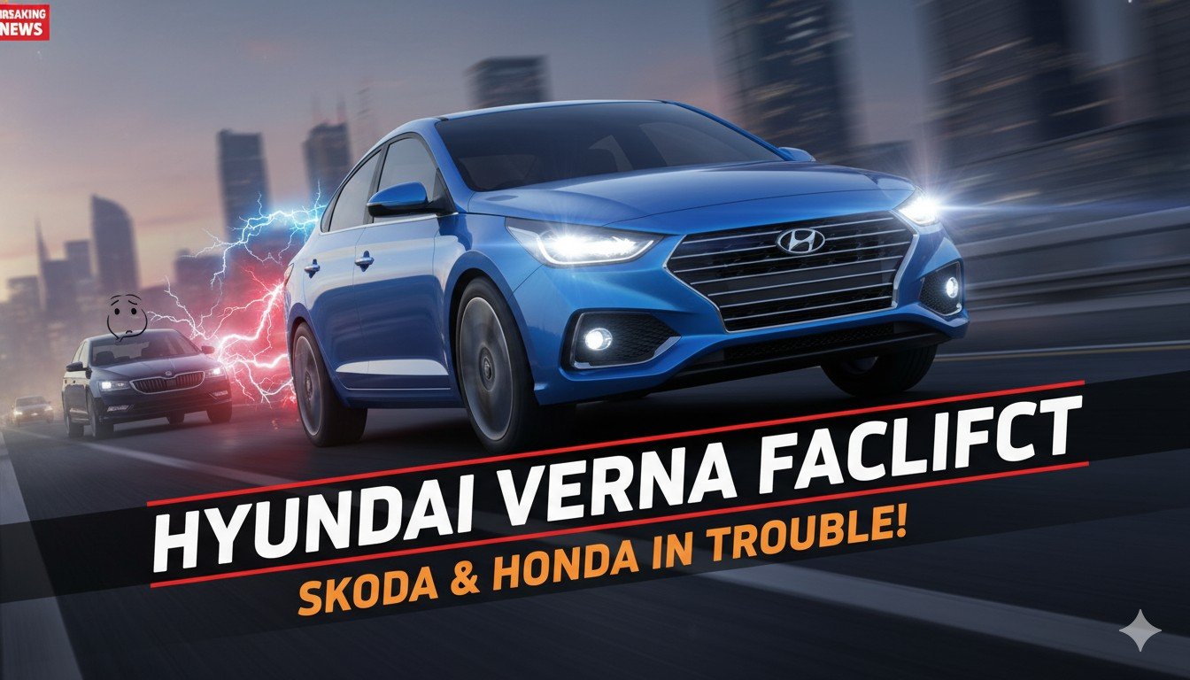 Hyundai Verna Facelift स्पाई इमेज टेस्टिंग के दौरान