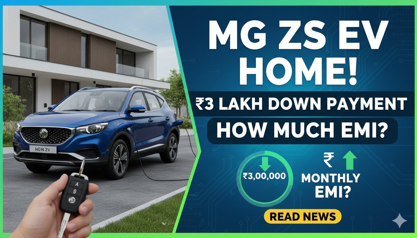 MG ZS EV बेस वेरिएंट Executive मॉडल की फ्रंट व्यू, इलेक्ट्रिक SUV दिखाती हुई
