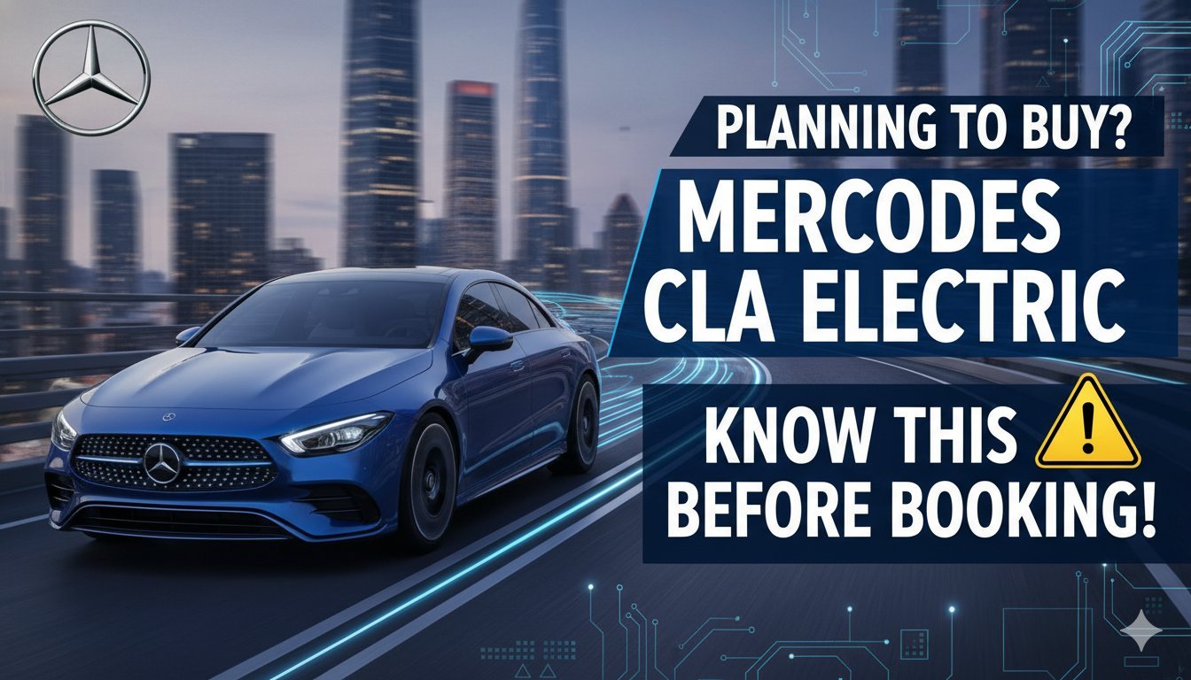 Mercedes-Benz CLA Electric 250+ AMG Line सेडान फ्रंट व्यू, ब्लू कलर में, भारत लॉन्च 2026