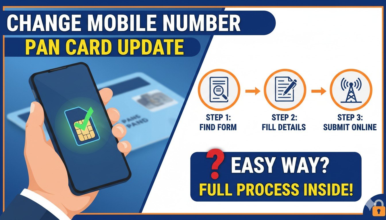 पैन कार्ड में मोबाइल नंबर बदलने की स्टेप-बाय-स्टेप प्रक्रिया दिखाती इमेज