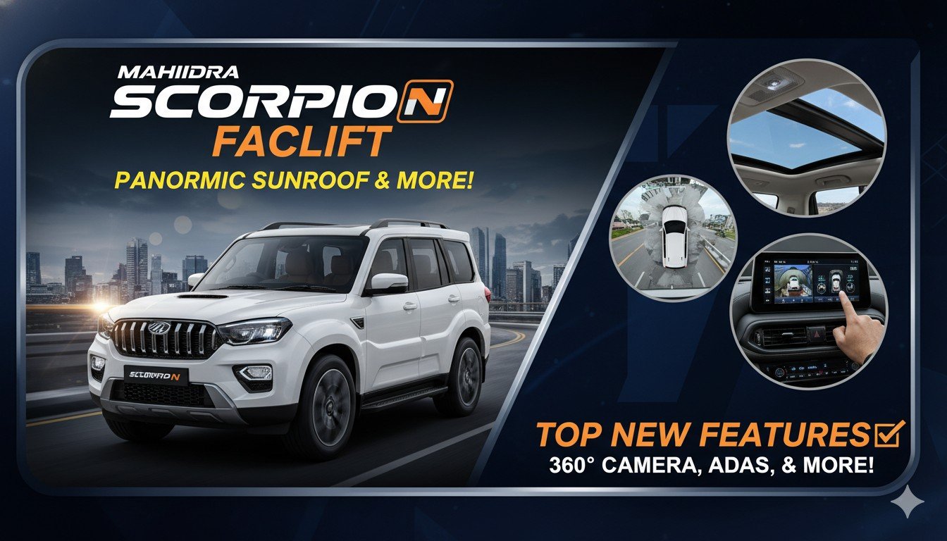 महिंद्रा स्कॉर्पियो एन फेसलिफ्ट 2026 स्पाई शॉट