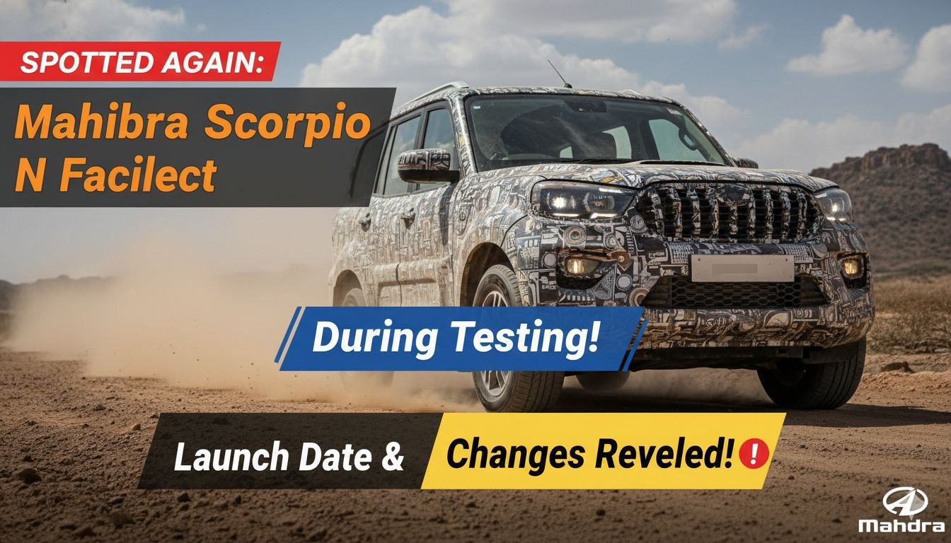 महिंद्रा स्कॉर्पियो एन फेसलिफ्ट टेस्टिंग के दौरान स्पॉट हुई, नई ग्रिल और इंटीरियर अपडेट्स के साथ