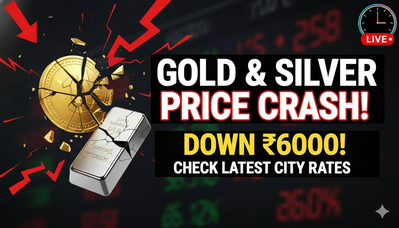 सोने और चांदी की कीमतों में गिरावट दिखाता ग्राफ, भारतीय बाजार में ताजा रेट्स