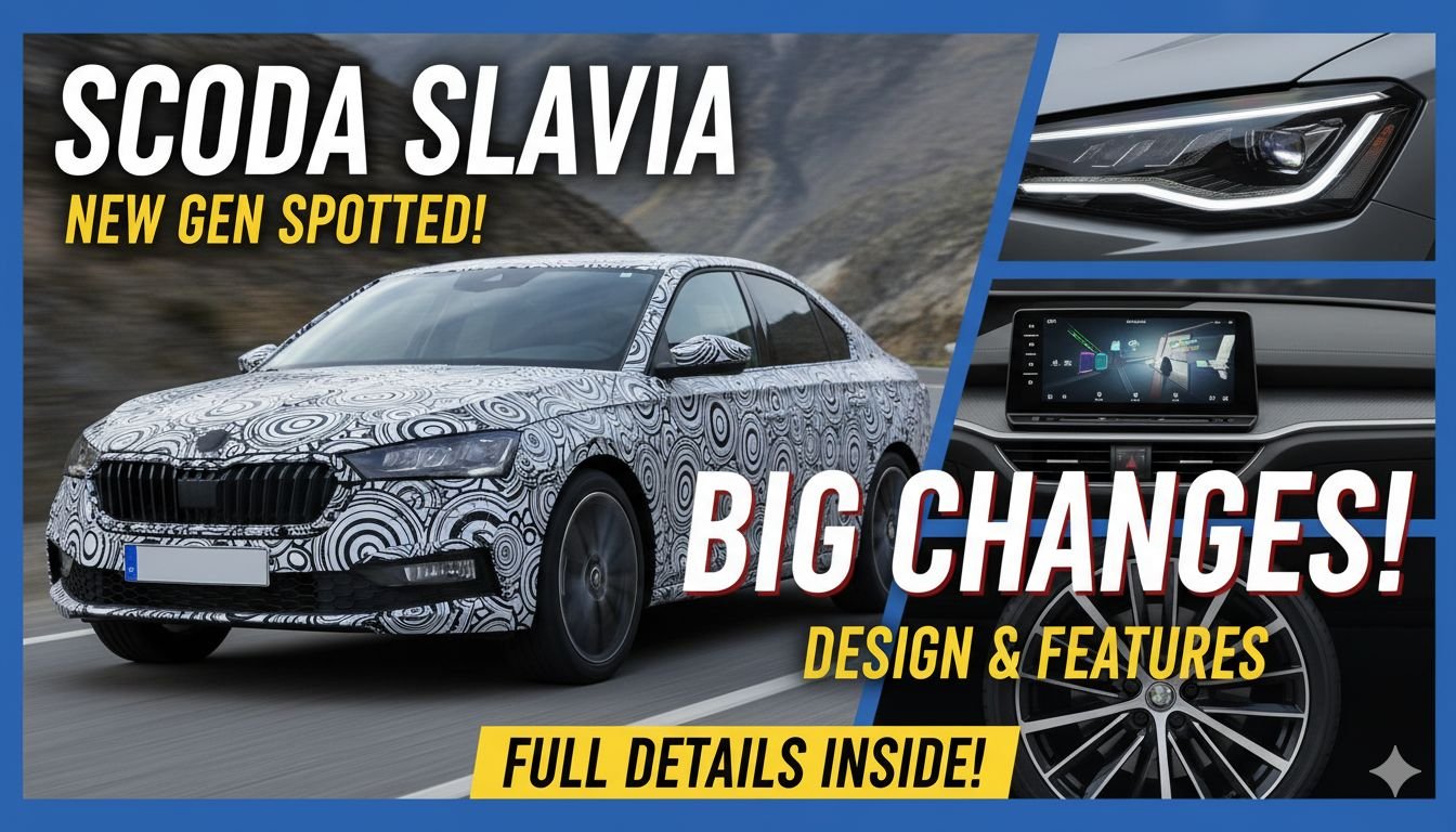 टेस्टिंग के दौरान स्पॉट हुई स्कोडा स्लाविया फेसलिफ्ट का कैमोफ्लाज्ड प्रोटोटाइप, फ्रंट बंपर और ग्रिल में बदलाव दिख रहे हैं