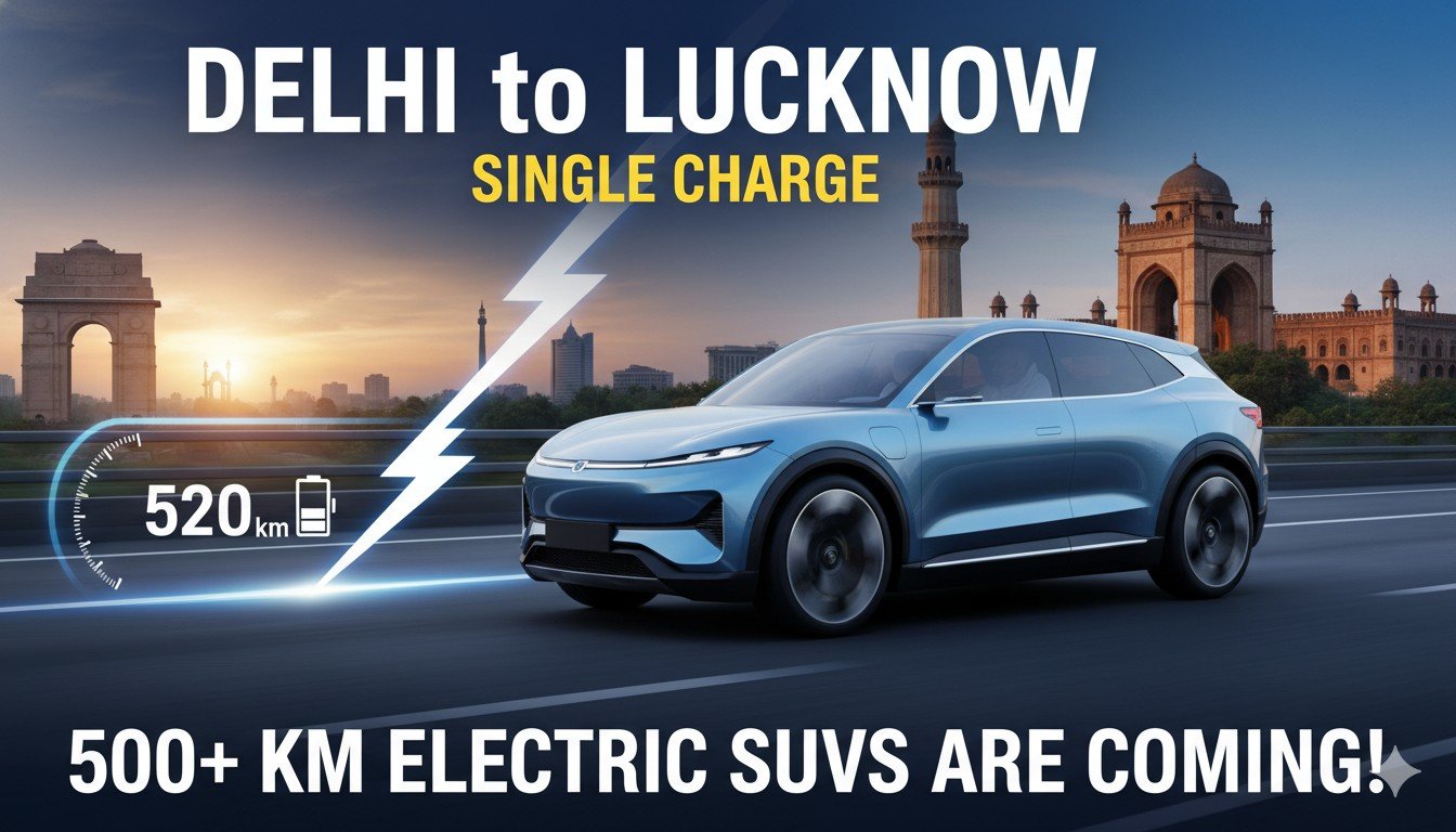 दिल्ली से लखनऊ सिंगल चार्ज वाली 500+ km रेंज इलेक्ट्रिक SUV Mahindra BE 6 और Tata Harrier EV