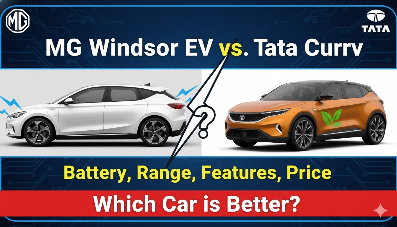 MG Windsor EV और Tata Curvv EV की साइड बाय साइड तुलना, बैटरी और रेंज हाइलाइट के साथ
