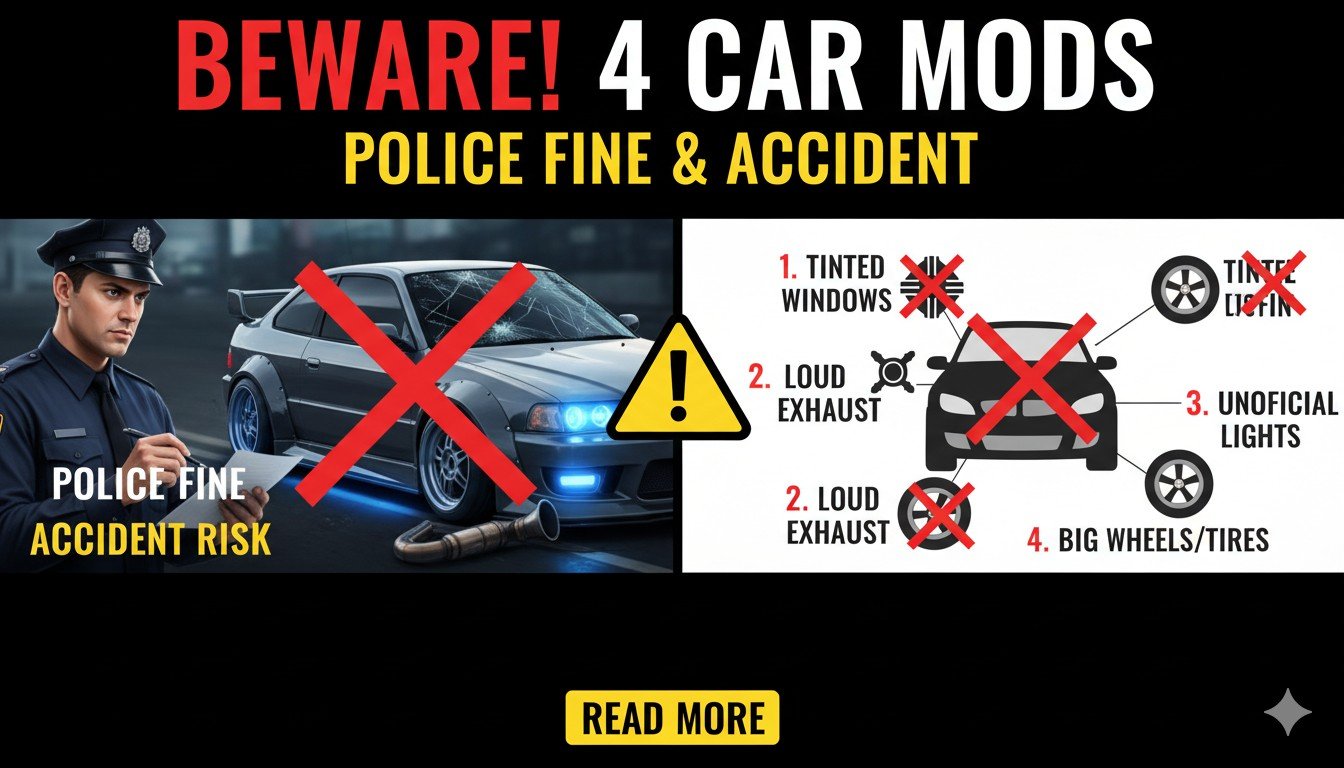 कार में अवैध मॉडिफिकेशन जैसे डार्क टिंट, बुलबार और लाउड एग्जॉस्ट से पुलिस चालान और एक्सीडेंट का खतरा