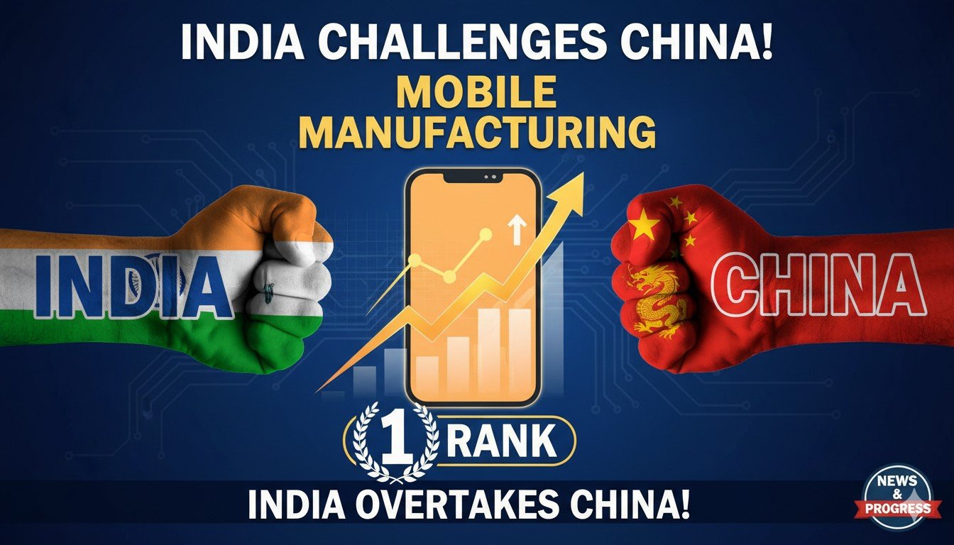 भारत में मोबाइल फोन असेंबली लाइन पर काम करते कामगार, मेड इन इंडिया स्मार्टफोन उत्पादन का प्रतीक