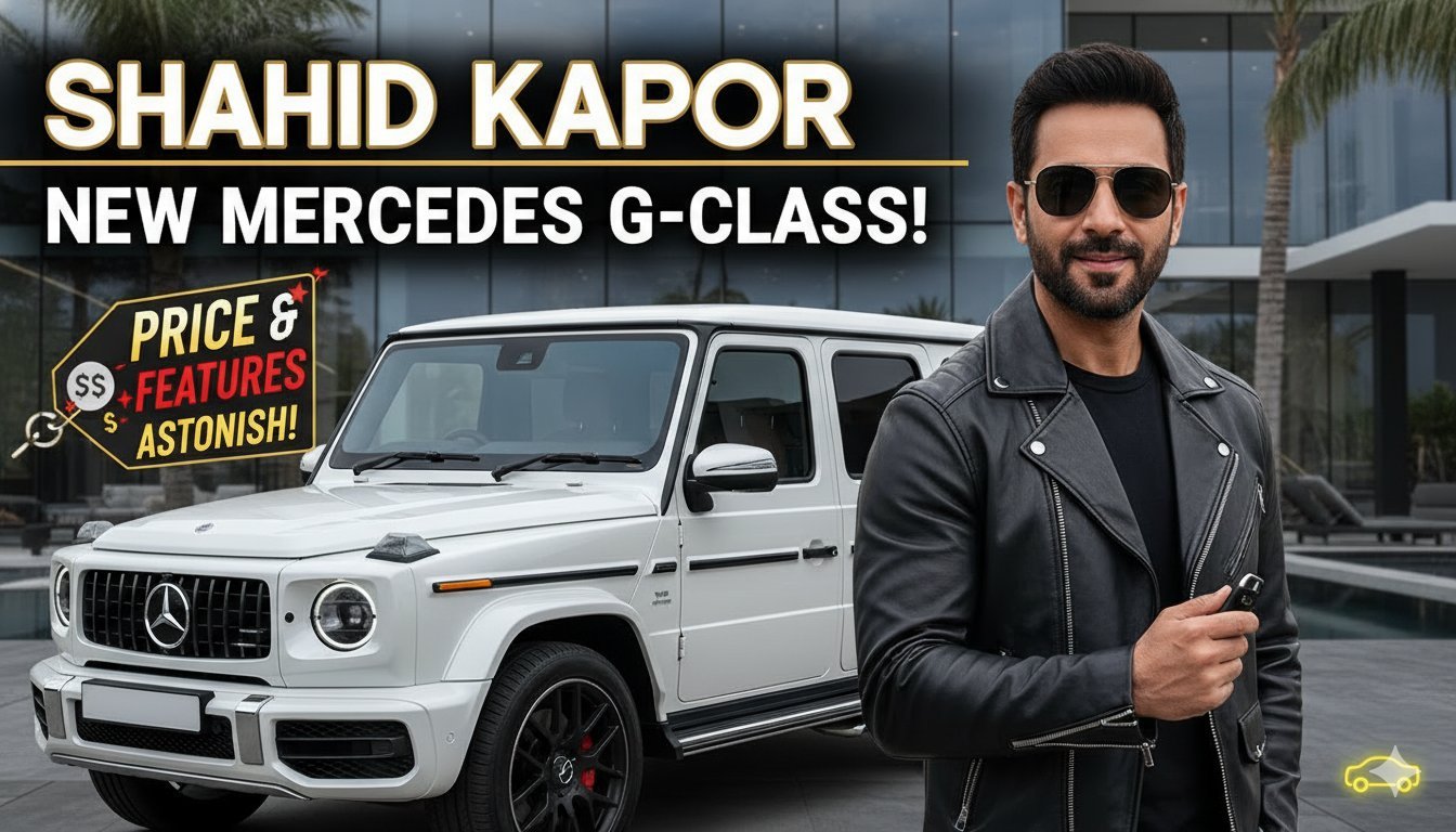 शाहिद कपूर अपनी नई Mercedes-Benz G-Class G 450d एसयूवी के साथ मुंबई में ड्राइव करते हुए